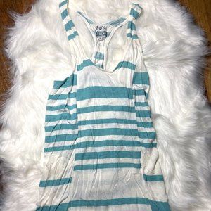 Kohls Mudd teal and white tank top XS  extra small